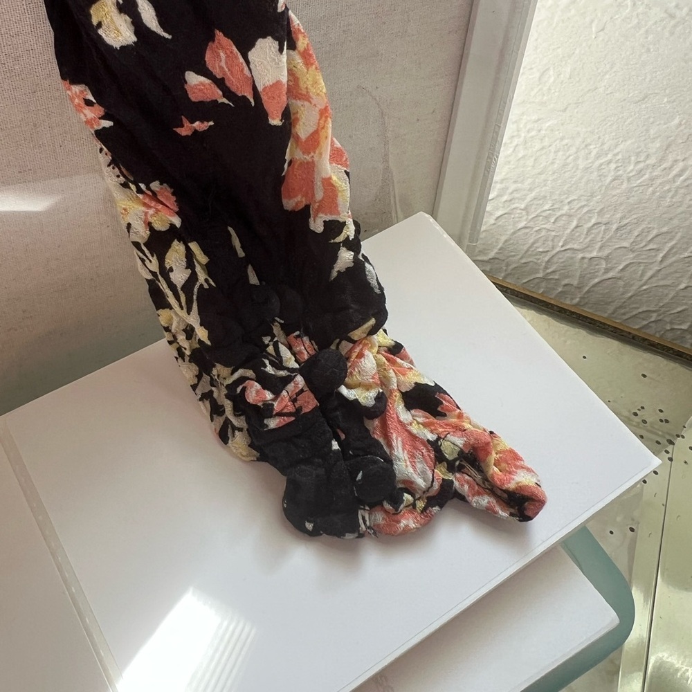 Free People Black Floral Smocked Back Long Sleeve Top - Picture 6 of 6